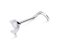 Stone Fish Silver Curved Nose Stud NSKB-81